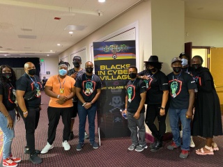 Michaela Barnett, Garrison Best and Blacks In Cybersecurity Village Staff at DEF CON 29.